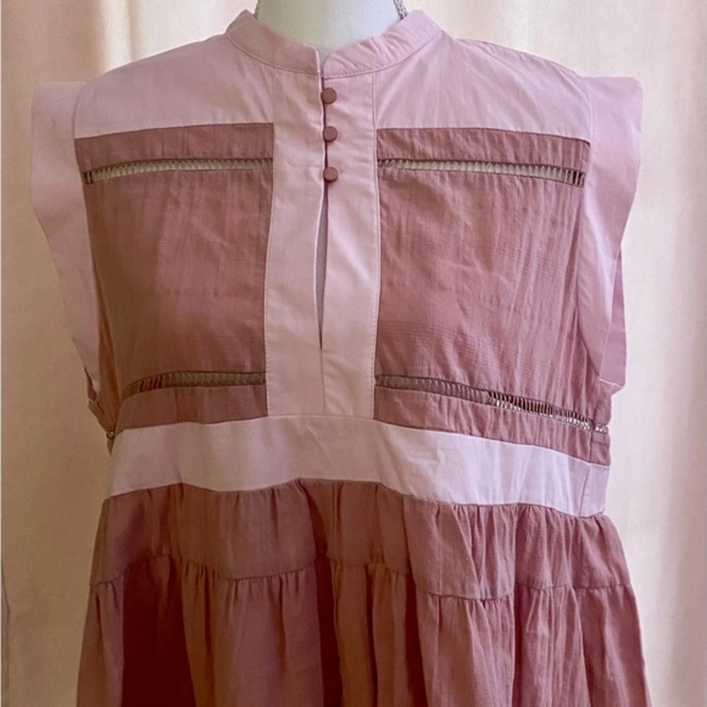 ANNIEWEAR Los Angeles pink/mauve/purple peplum top cap sleeve Medium NEW